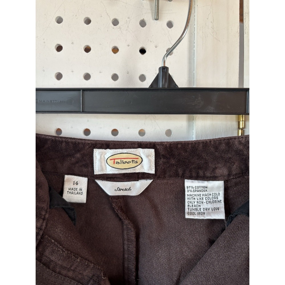 Talbots Stretch Velour Velvet Brown Pants Trousers Women's 14 Brown - Picture 4 of 5